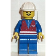 trn054 Red Vest and Zipper - Blue Legs, White Construction Helmet, Moustache